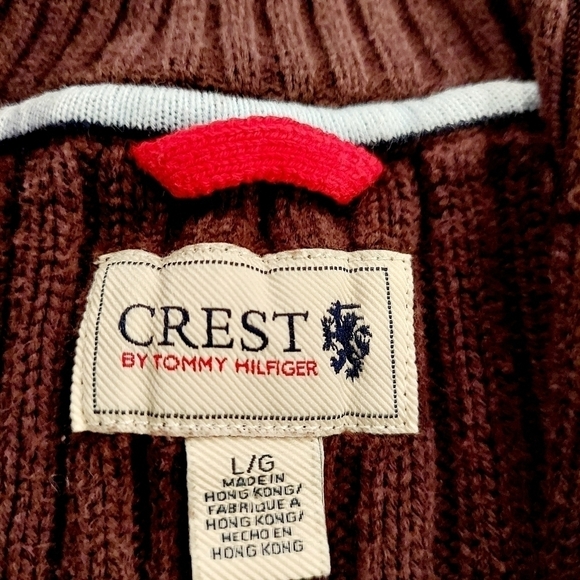 VTG Tommy Hilfiger Crest Quarter Zip 1/4 Sweater L - Picture 7 of 10